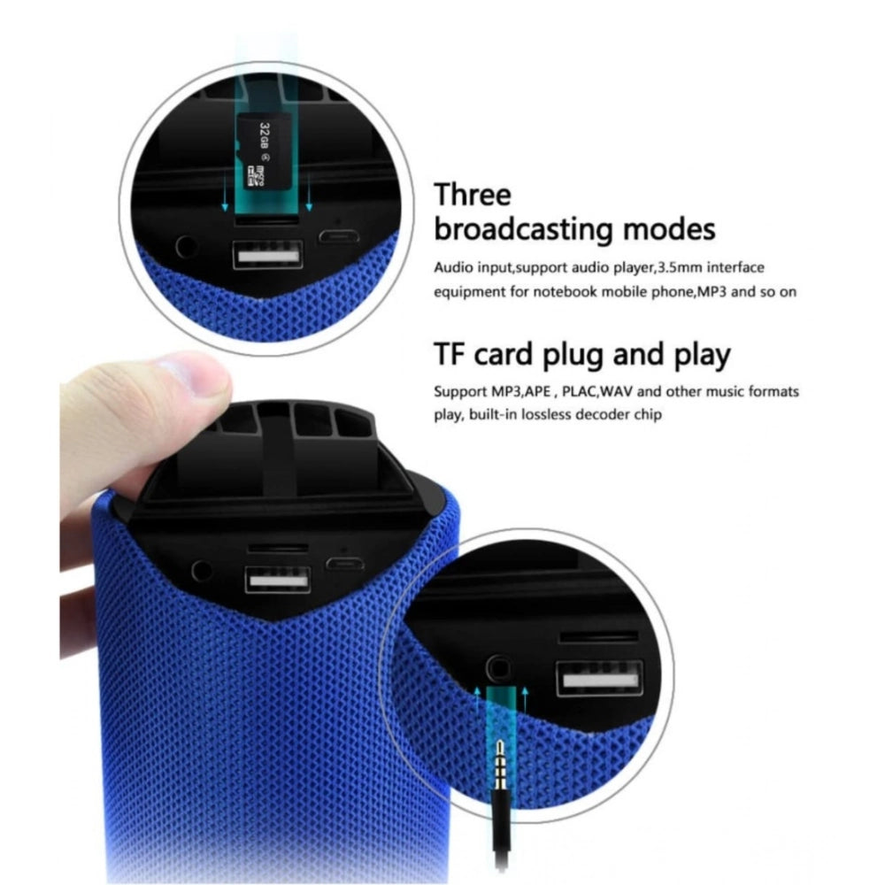 Plastic Rubber Wireless TG113 Bluetooth Speaker (Blue)