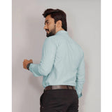 Men's Casual Cotton Solid Full Sleeve Shirt (Aqua)