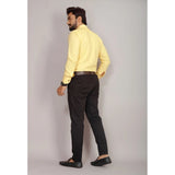 Men's Casual Cotton Solid Full Sleeve Shirt (Yellow)