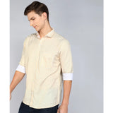 Men's Casual Viscose Rayon Checkered Full Sleeve Collar Shirt (Brown-White)