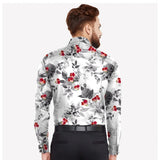 Men's Casual Viscose Rayon Floral Print Full Sleeve Collar Shirt (Black)