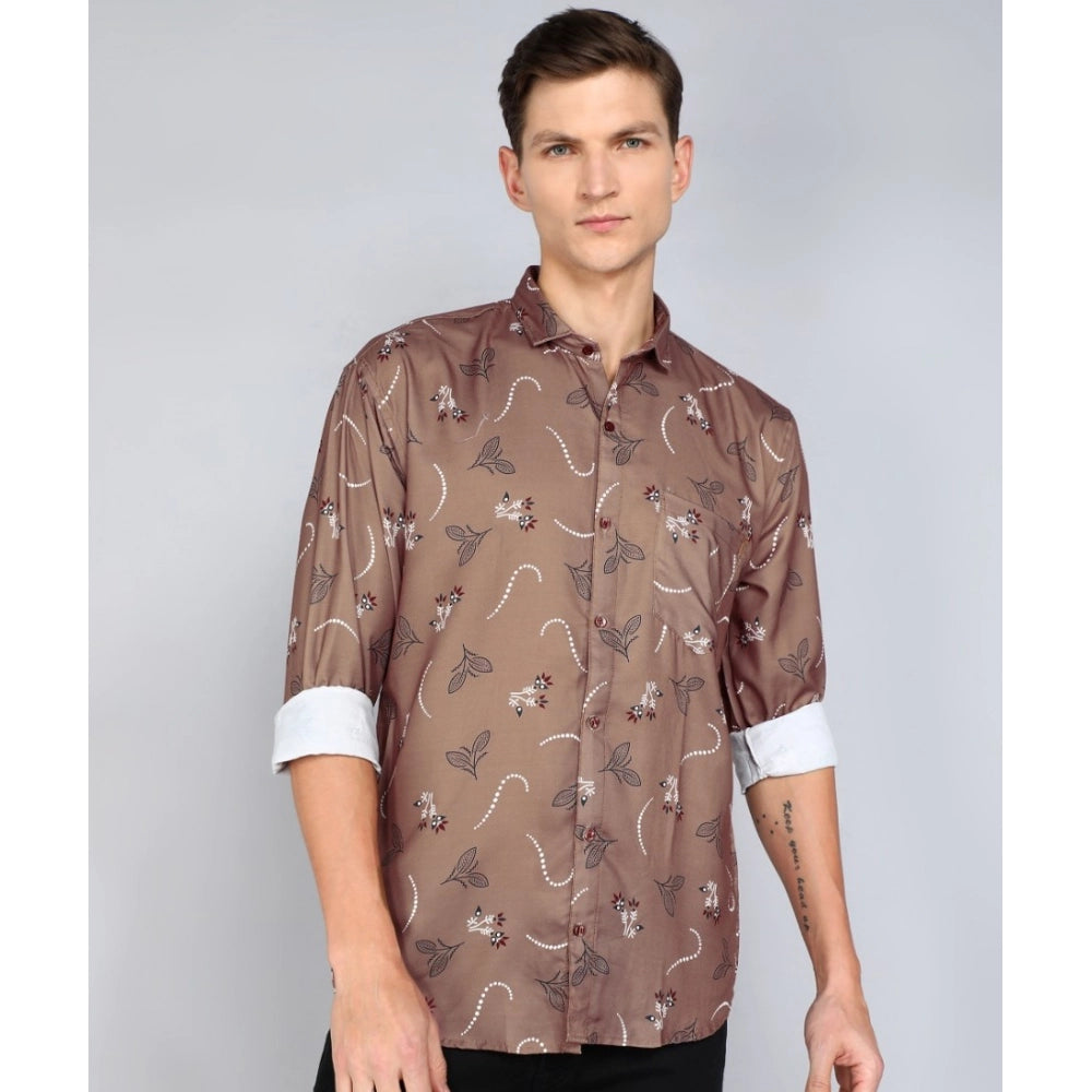 Men's Casual Viscose Rayon Printed Full Sleeve Collar Shirt (Multicolor)