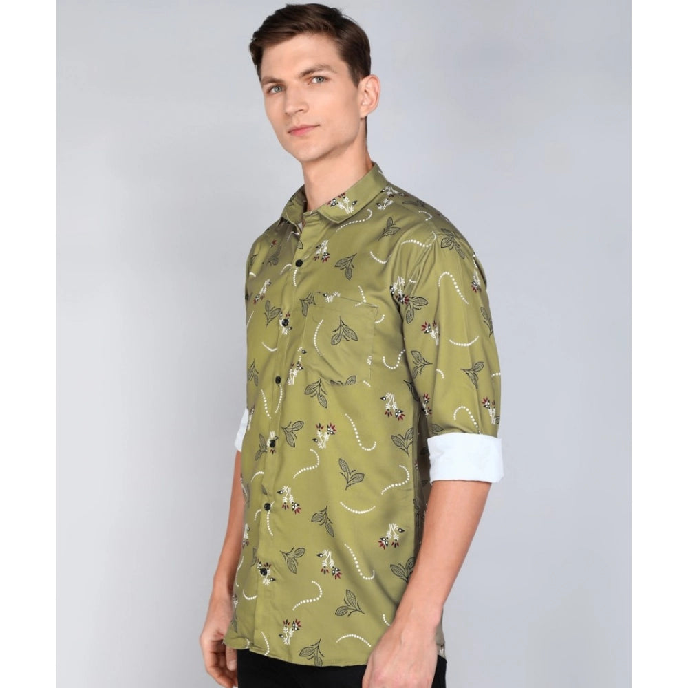 Men's Casual Viscose Rayon Printed Full Sleeve Collar Shirt (Multicolor)