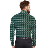 Men's Casual Viscose Rayon Printed Full Sleeve Collar Shirt (Dark Green)