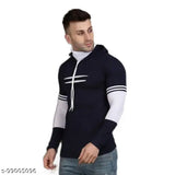 """""Trendy Mens Pullover""""""Hoodies Tshirts with Mask"""""Navy Blue