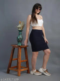 N-Gal Knee Length Casual Pencil Skirt_NavyBlue