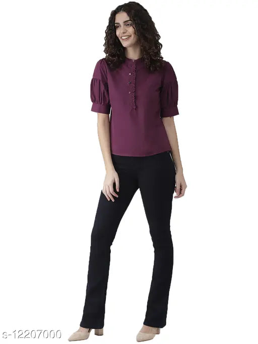 Style Quotient Women Aubergine Solid Top