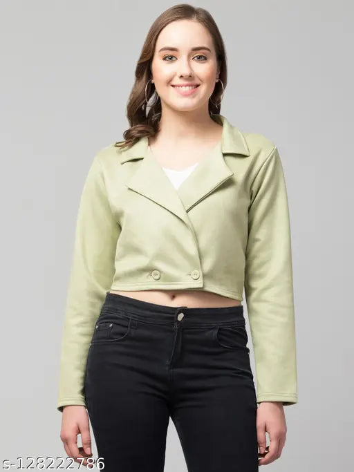 Green-Double-Breasted Casual Suede Blazer