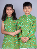 Misbis Pack of Girl's and Boy's Cotton Printed kurta and Pants Set