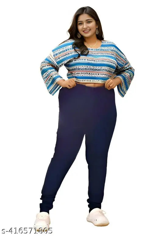 Plus Size Premium Quality Dark Blue Color Denim Jeggings.