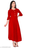 Stylish Fashionable Women's Rayon Anarkali Kurti with Gown Flare (Red)