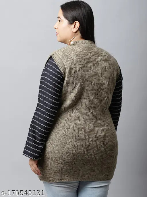 VANYA Plus Size Women Beige Sweater