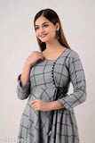 Kapadia Fancy Long Grey Color Checks Kurti (Party Wear)