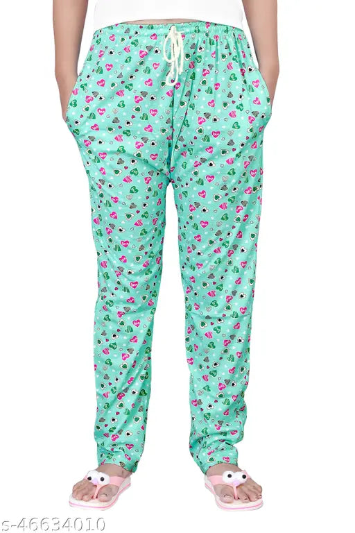 Womens Heart Printed Pyjamas(Size:-S To 2XL)