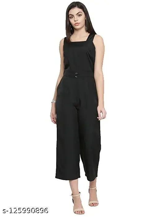 Magnetic Designs Black Solid Culotte Jumpsuit