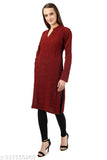 BLUSHH COLLECTION Women's Embellished A-line Mandarin Maroon Kurtis & Kurtas