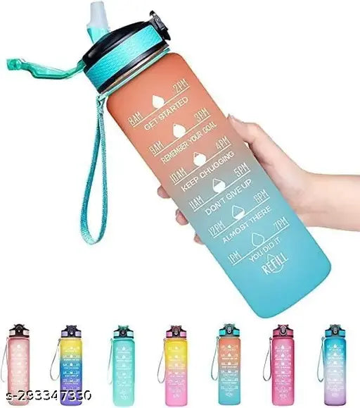 Indigo Water Bottle - 800ml Motivational Time Marker, LeakproofDurable BPA-Free Non-Toxic Sipper Water Bottle for Office, Gym & School (800 ml, Pack of 1, Multicolor)