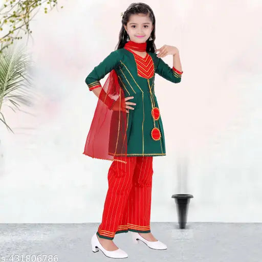 Hayat Fashion Girl's Read to wear Kurta Pant & Dupatta set