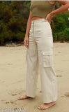 (Cargo)Anis Fashion Cream Cargo Four Pocket Pant For Woman