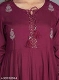 Purple Flared Kurti with tussles