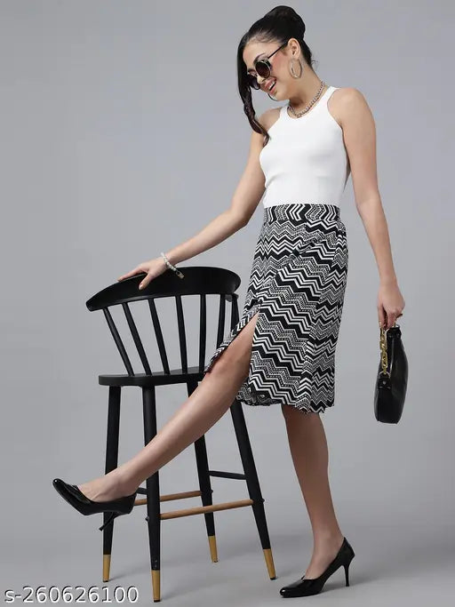 Printed Knee Length Skirt