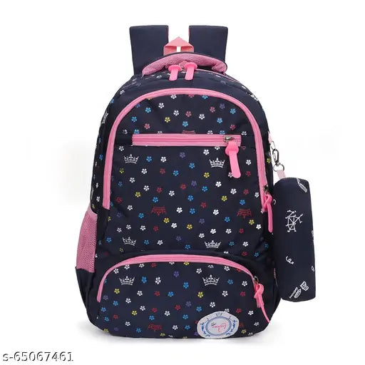 Tinytot 26 Litre,(Navy blue) Stylish & Trendy Water Resistant Hi Storage School Collage Travel Backpack Bag for Girls & Women, 18 Inch