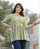 RAYON ATTRACTIVE LIGHT GREEN EMBROIDERY CROP TOP