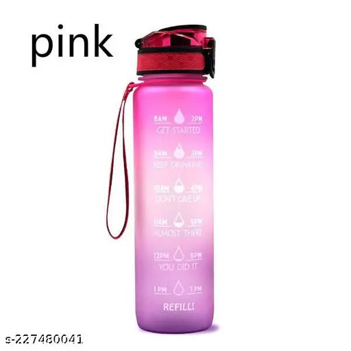 Unbreakable Silicone Water Bottle 1 Litre with Motivational Time Marker, Durable BPA Free Non-Toxic Bottle for Office, Gym | Detoxing eBook Included | Multicolour