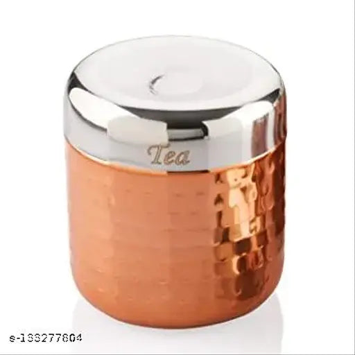 Premium Copper Jar Container Set of 3 for Tea, Sugar, Coffee, Dryfruit, Masala Kitchen Dabba Set Storage Set Organiser Sugar Tea Coffee Dryfruit Cannister Set Gifting for home