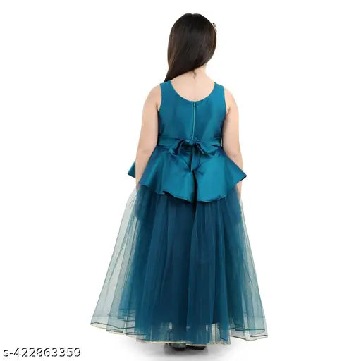 Toy Balloon Kids Teal Blue Full length Girls party wear Dress