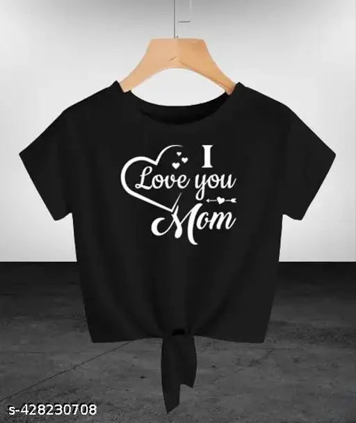 Women's Regular Fit I Love You Mom Printed Tshirt