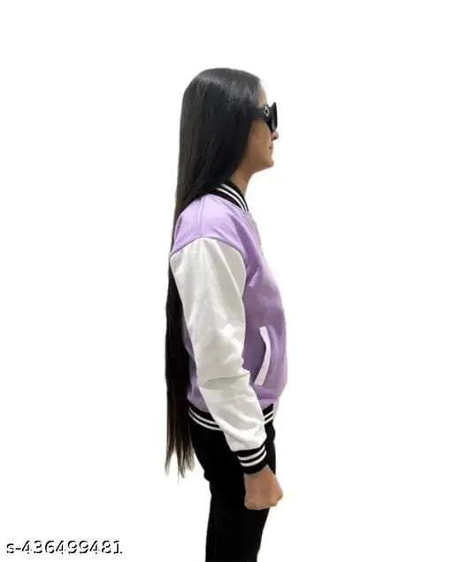 Stylish lavender warm varsity bomber NY patch Jackets for women/girls