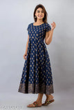 ANMOL Womens Cotton Paisley Print Anarkali Kurta (Navy)