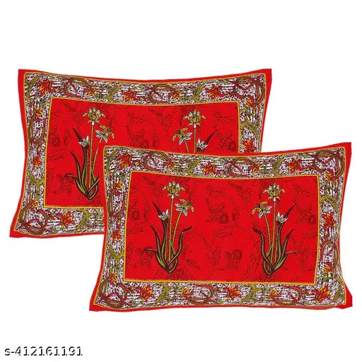 180 Tc Cotton Bedsheet Traditional Jaipuri King Size Combo Of 1 Bedsheets And 2 Pillow Cover