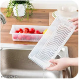 Blisz Food Grade Plastic Fridge Storage Container, Food Container, Fridge Organizer Case With Removable Drain Plate Freezer Container Boxes For Storing Fish, Meat, Vegetables - (PACK OF 12)