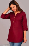 New Designer Maroon Color Tunics & Tops Crepe Printed Kurti For Women's On Lowest Price & Best Quality