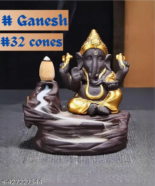 FREE - 32 CONES , "Incense Holder," "Home Decor," "Indian Handicraft," , "Decorative," "Handcrafted," "Mystical," "Smoke Fountain," , "Large," "Ceramic," "Resin," , "Yoga Enthusiasts," "Spiritual Decor Lovers," "Home Interior Enthusiasts,"