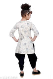 Hariyal Creation Kids Party/Festive Fawn (Cream) Designer Checked Patiala Suit For Girls