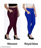 pocket jeggings pack of 2 maroon combo