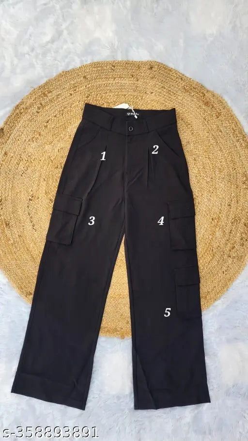 Korean 5 pocket cargo pants - Black