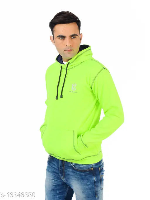 Chanda Khuba Men's Neon Green Sweatshirt Full Sleeve Kangaroo Pocket Pullover hoodies - CKHD03-02