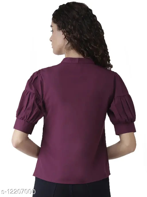 Style Quotient Women Aubergine Solid Top