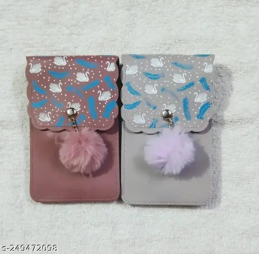 Perfect combo of 2 Wallet Sling Bag Mobile Pocket(Front Design May Very),set of 2,Purple-Peach