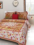 UniqChoice 100% Cotton Jaipuri Traditional Printed Double Bedsheet With 2 Pillow Cover