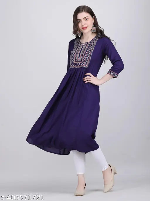 womens embrodiery long kurta, partywear kurta, summer kurta, festival wear kurta