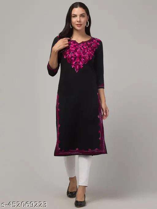 Woolen embroidered kurti, Woolen kurti 001