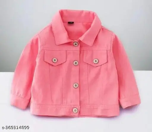 Gals coral twill denim jacket