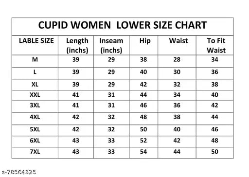 Cupid Plus Size Cotton Track Pant for Women and Girls- 3xl/4xl/5xl