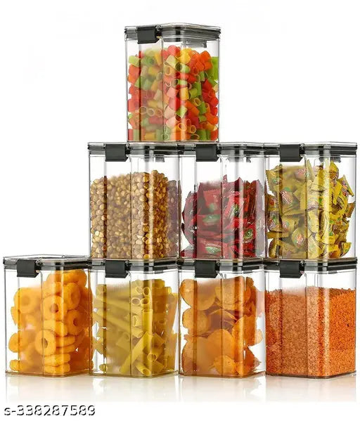 Lock & Lock Square Dal/Food/Pasta/Grocery/Namkeen/Cereal Kitchen Storage Container Set Of 8 Pic - 1100 ML