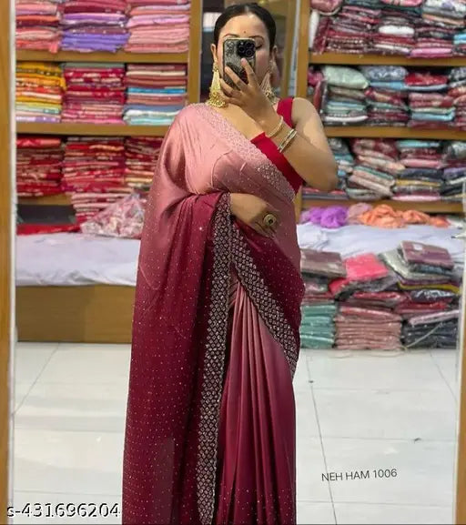 New peding Daimond Work Party Wear Saree